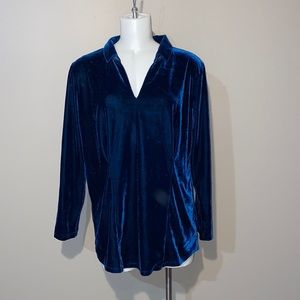 Soft Surroundings teal velvet blouse